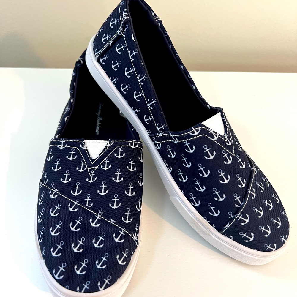 Tommy Bahama Slip on Shoes Navy with White Anchors
